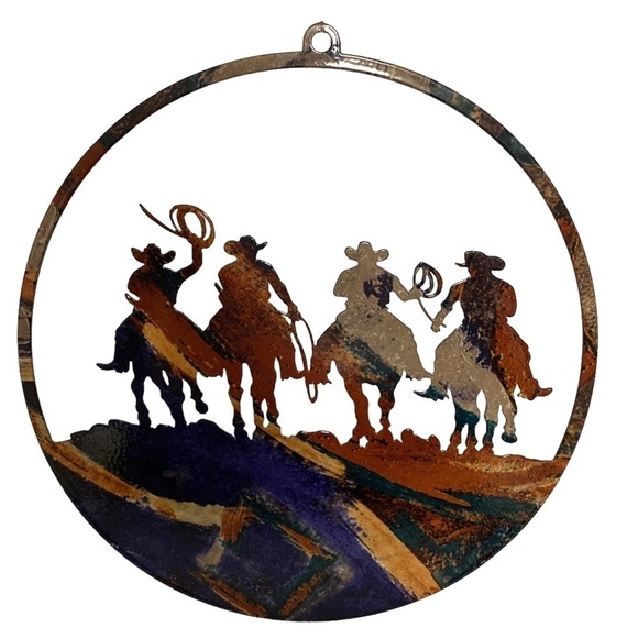 Cowboy Wall Art Window Hanging 8" Suncatcher Southwest Lazart Style - Picture 2 of 6